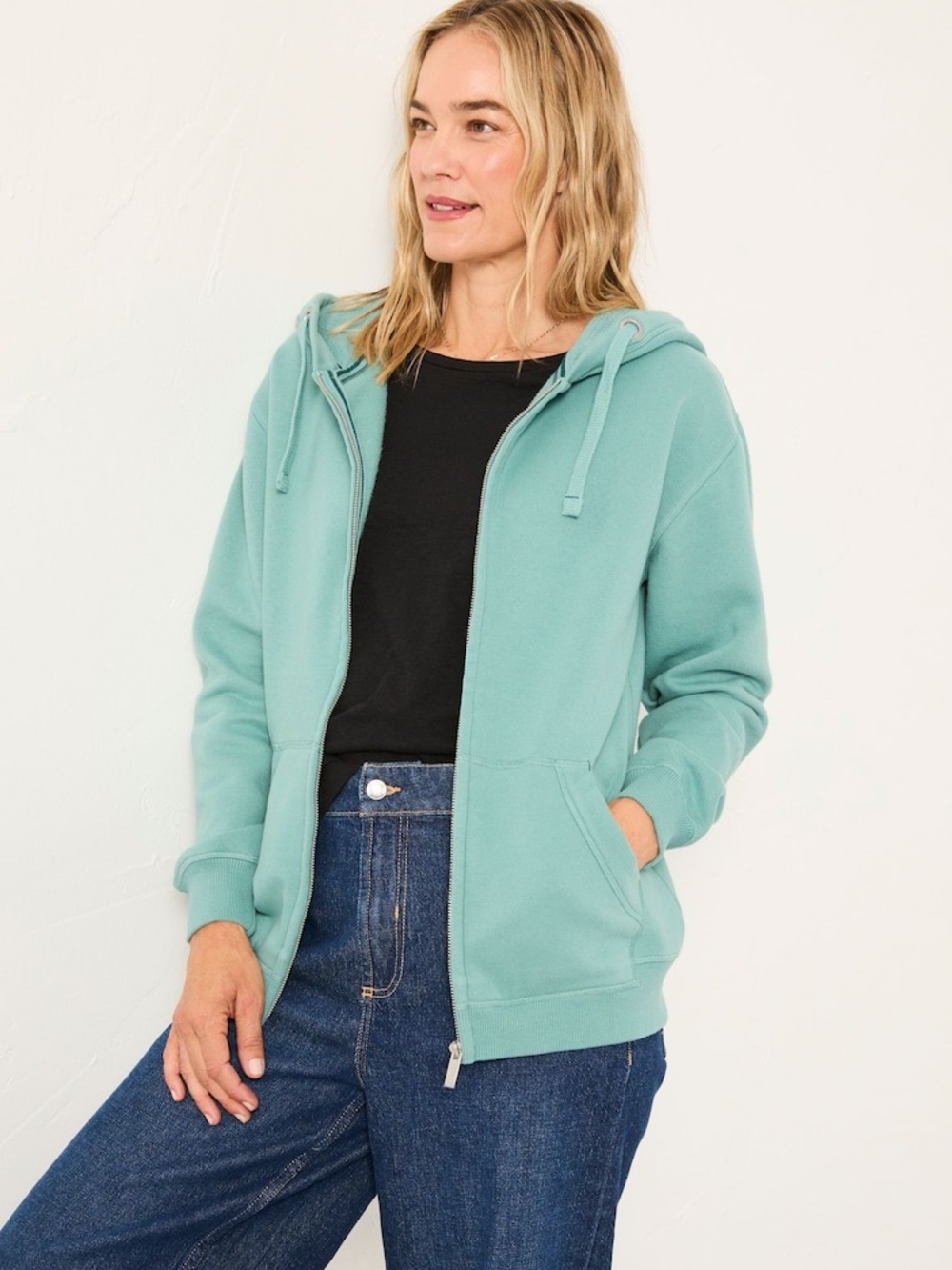 Fat Face Amy Teal Blue Zip Through Hoodie - Small
